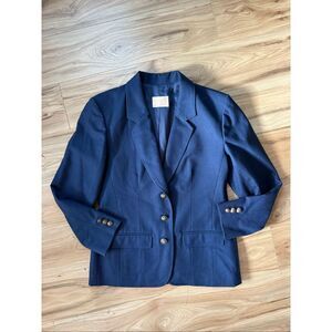 Vintage Pendleton Womens Blue Virgin Wool Single Breasted Blazer Jacket Size 6